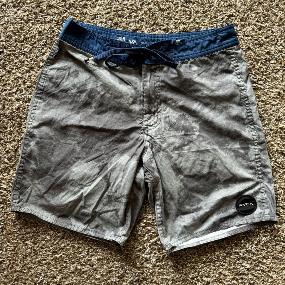 RVCA Gray and Blue Board Shorts for Swim or Surf